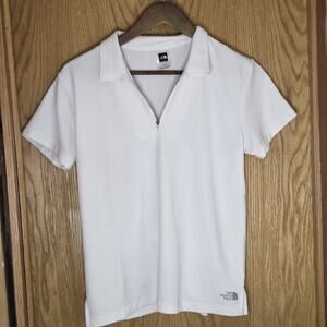 The North Face Women's Collared Short Sleeve White Top Quarter Zip Size XL